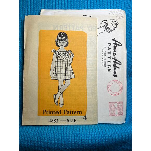 Annie Adams 4882 pattern girls A line dress 1960s size 4 - Picture 1 of 5